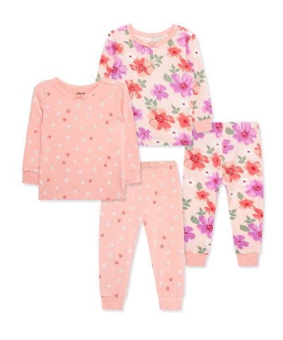 Floral 4-Piece Pajama Set (2T-4T)